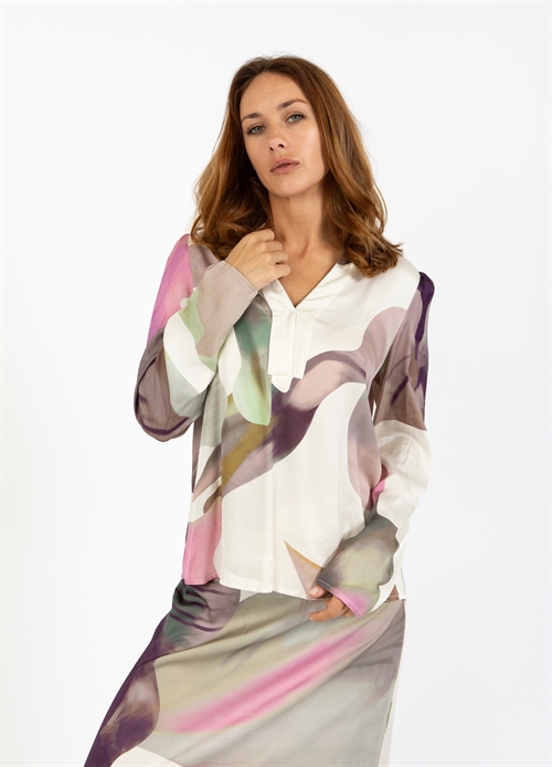 Blouse w. Liquid Flower Print 