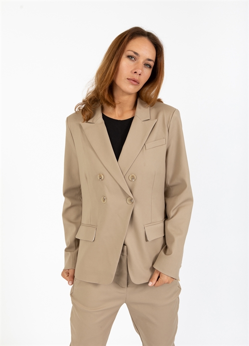 Dbl Radet Blazer m Detaljer Desert Sand