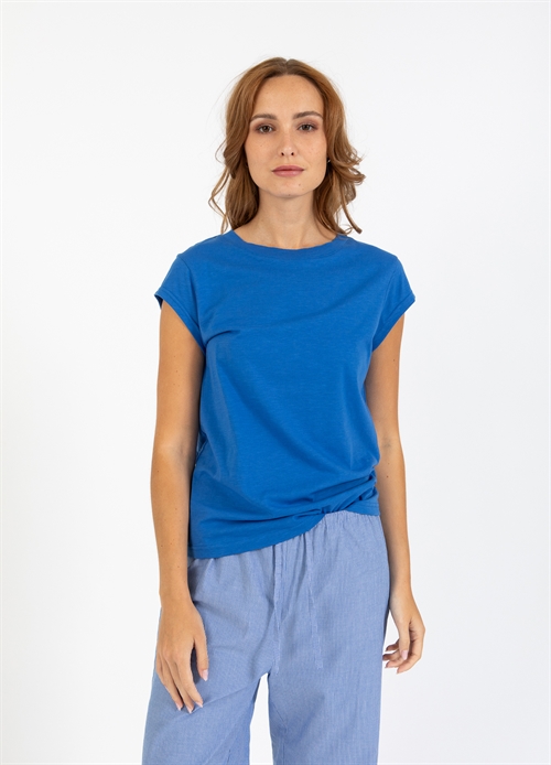 Basic Bright Blue T-Shirt Round Neck