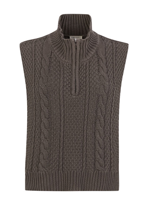 Cabia Half Zip Vest Deep Taupe