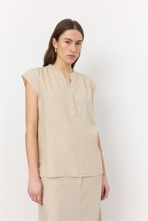 Naja 19 Beige Hør Bluse